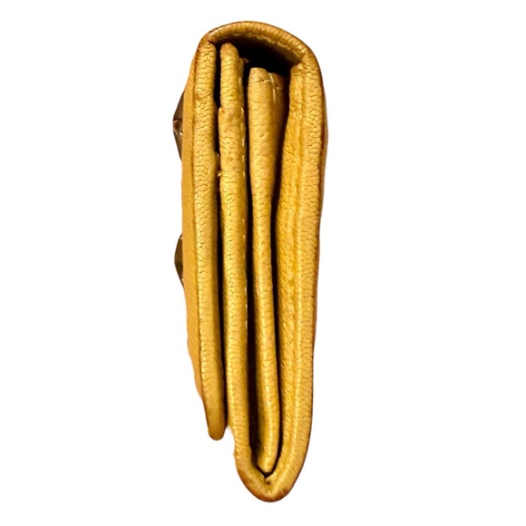 Jimmy Choo Star-Studded Metallic Pastel Yellow Long Flap Leather Wallet and COA - Picture 5 of 16